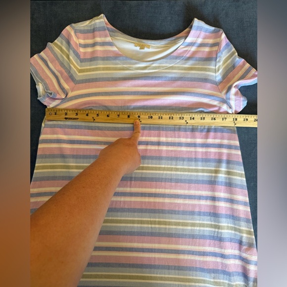 Talbots Womens Multicolored Striped T Shirt Dress SZ MP Short Sleeve MIDI Spring - Picture 6 of 6